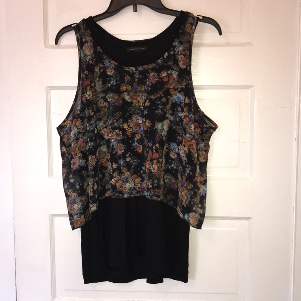 2 Layer, Black Floral Tank Top, size 8